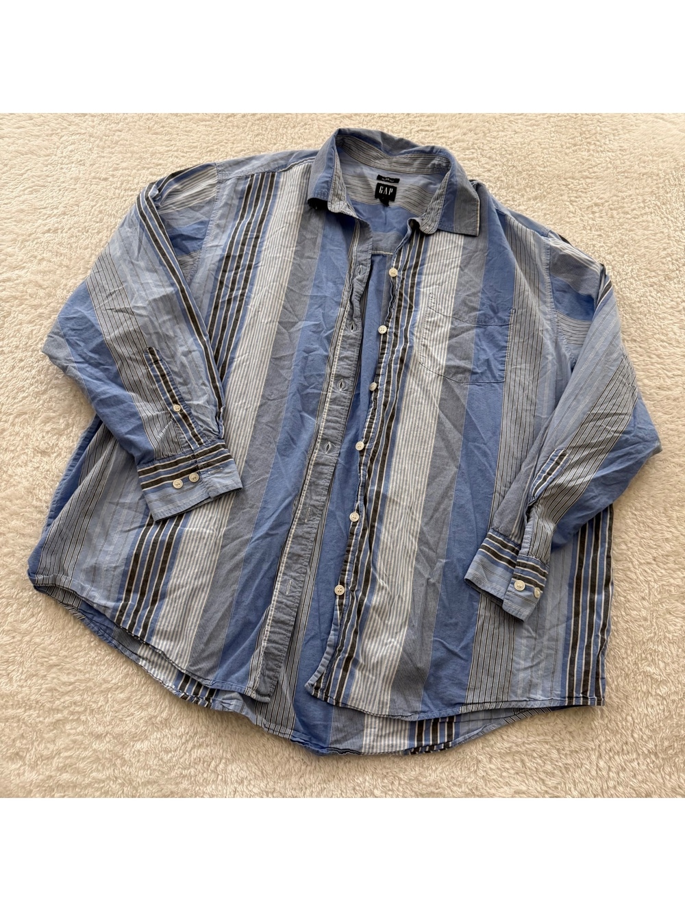 Women’s Size Large Cotton Striped Button Up Top